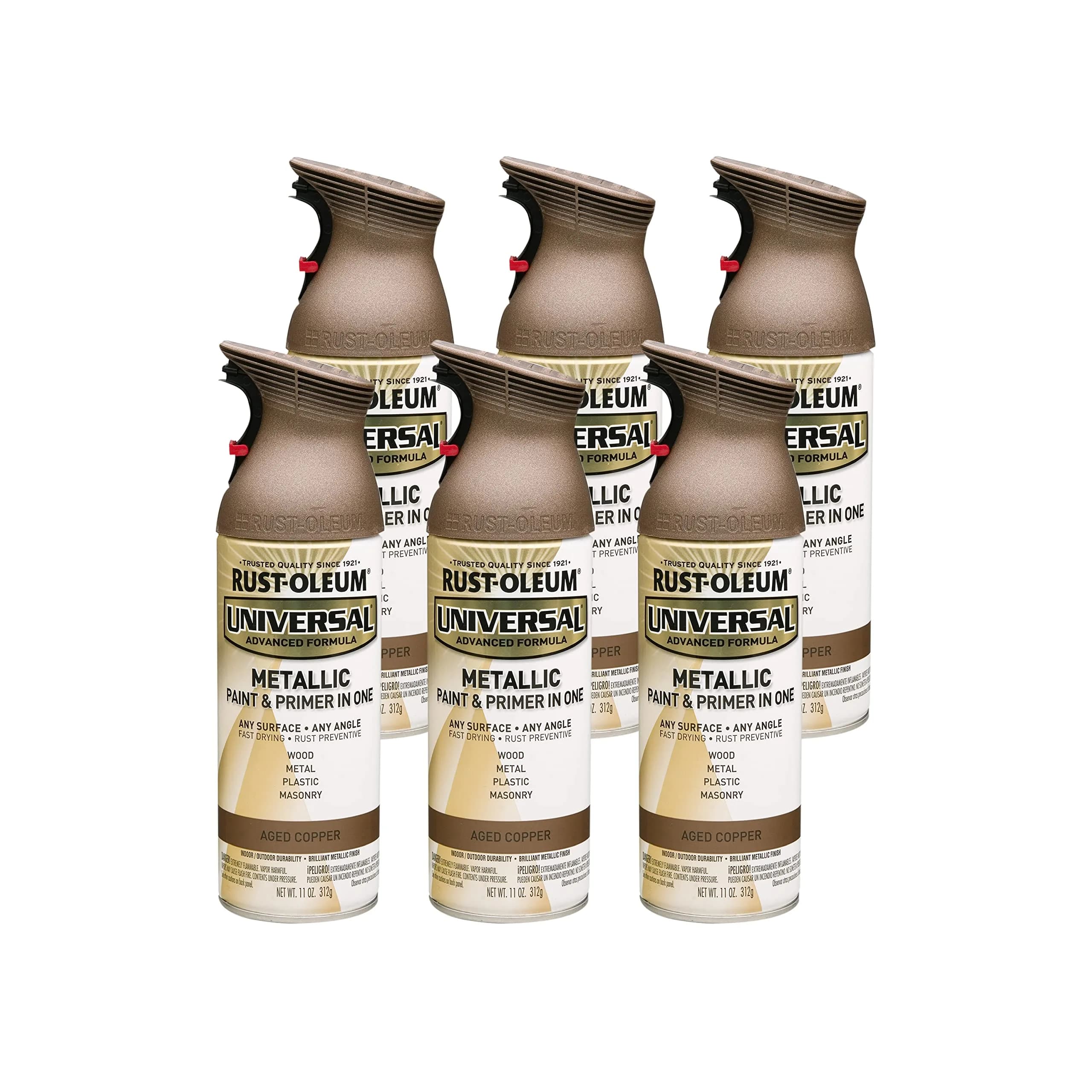 Rust-Oleum Universal All Surface Aged Copper Metallic Clear Topcoat Spray Paint, 11 oz (Pack of 6) - main product image