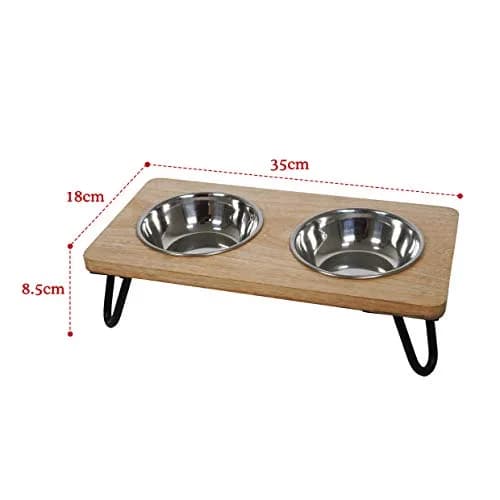 Rosewood Raised Wood Dog Bowl for Medium Dogs & Cats | Nordic Style Elevated Stand, Stainless Steel Bowls (Medium) thumbnail 7