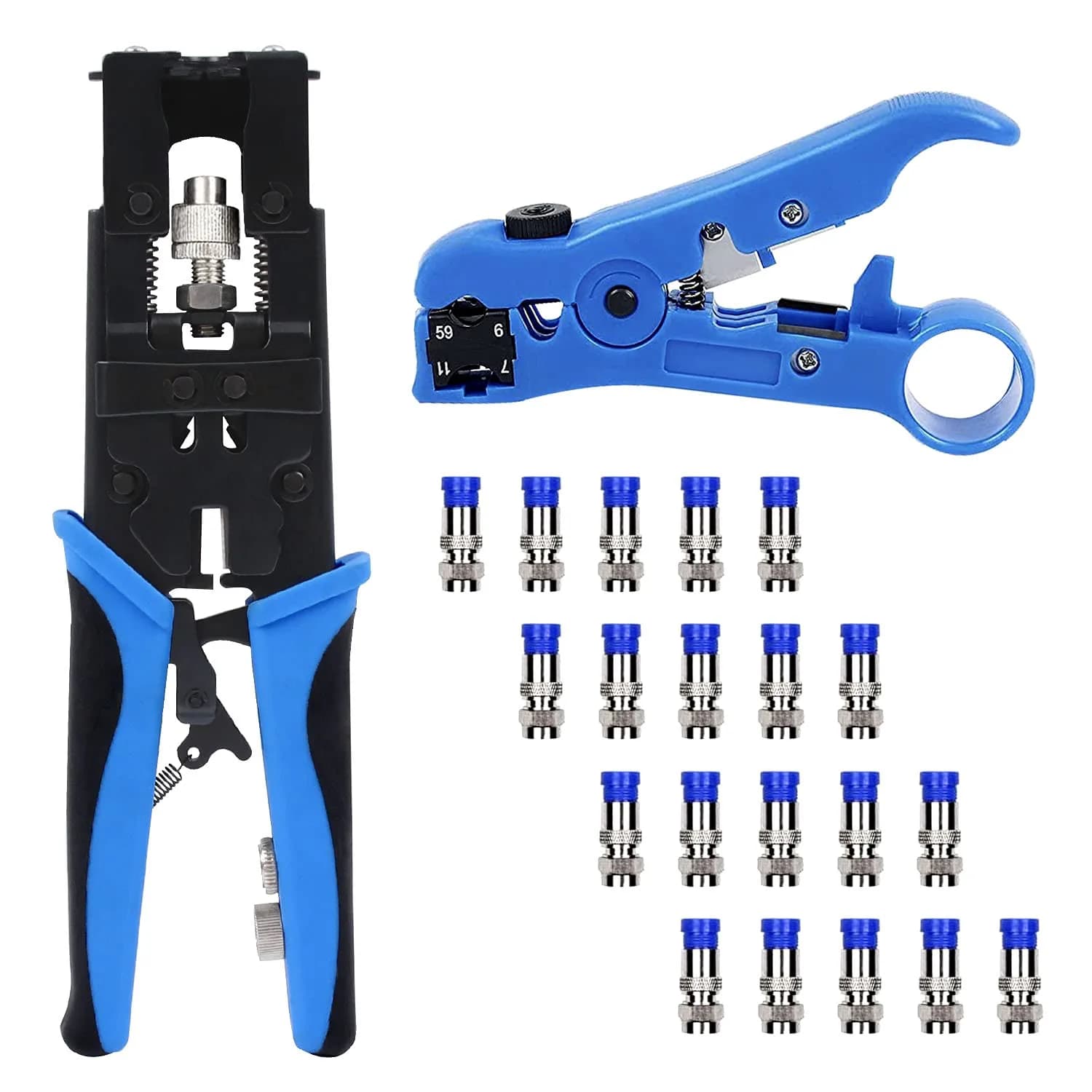 Delgada Coax Compression Tool, BNC Coaxial Cable Crimper Kit | Adjustable, Heavy Duty, Suitable for RG6 RG59 — Crimper Kit