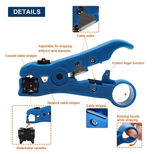 Delgada Coax Compression Tool, BNC Coaxial Cable Crimper Kit | Adjustable, Heavy Duty, Suitable for RG6 RG59 thumbnail 3