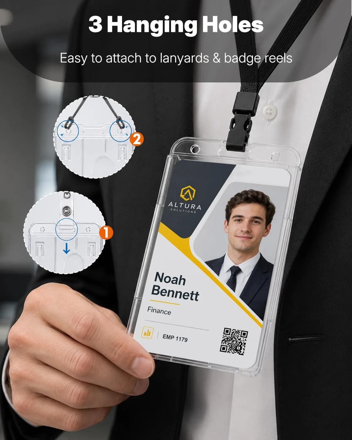 Pawfly Vertical 2-Card Badge Holder (2-Pack, Clear) | Heavy Duty ID Card Holder with Thumb Slot - view 6