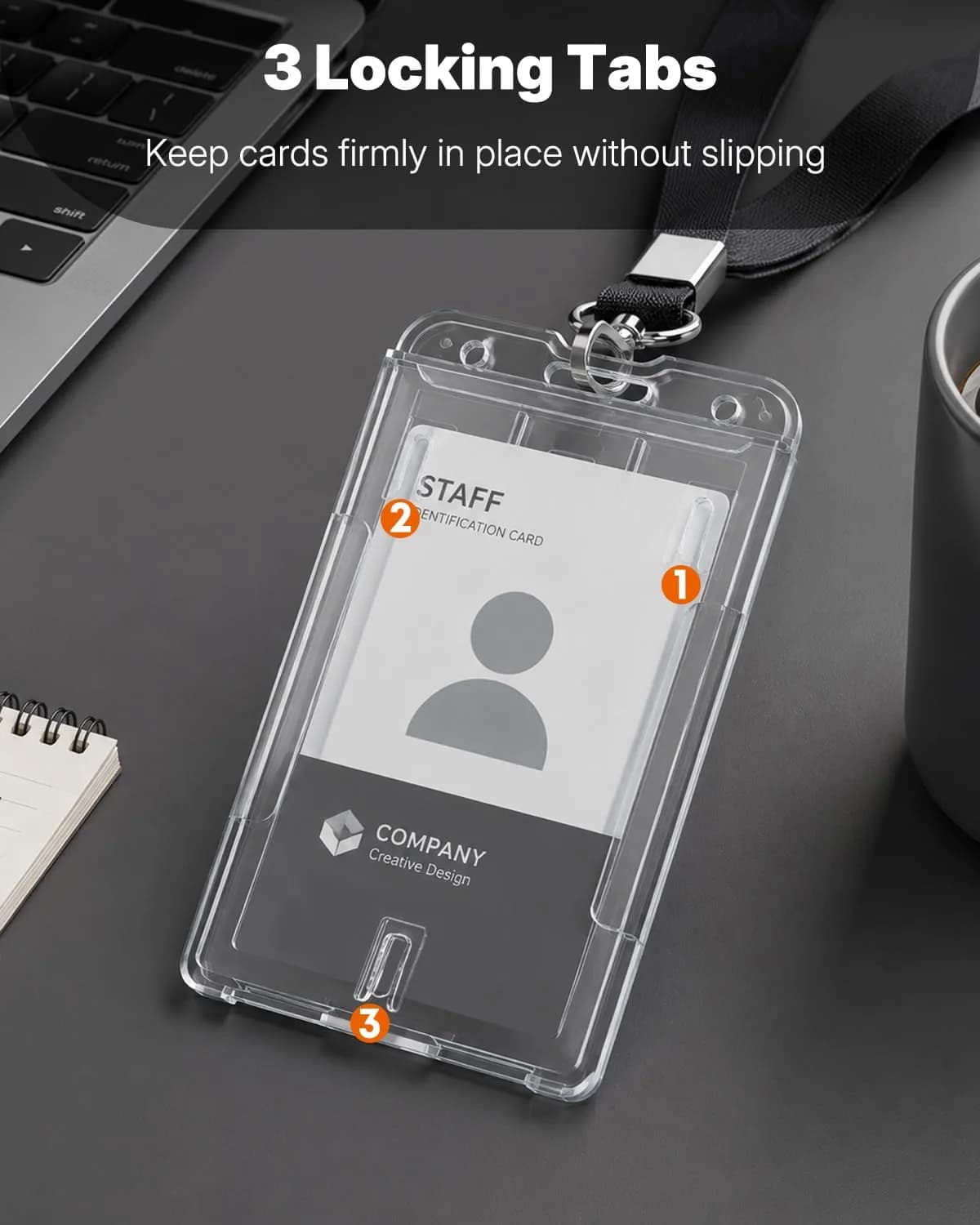 Pawfly Vertical 2-Card Badge Holder (2-Pack, Clear) | Heavy Duty ID Card Holder with Thumb Slot - view 3