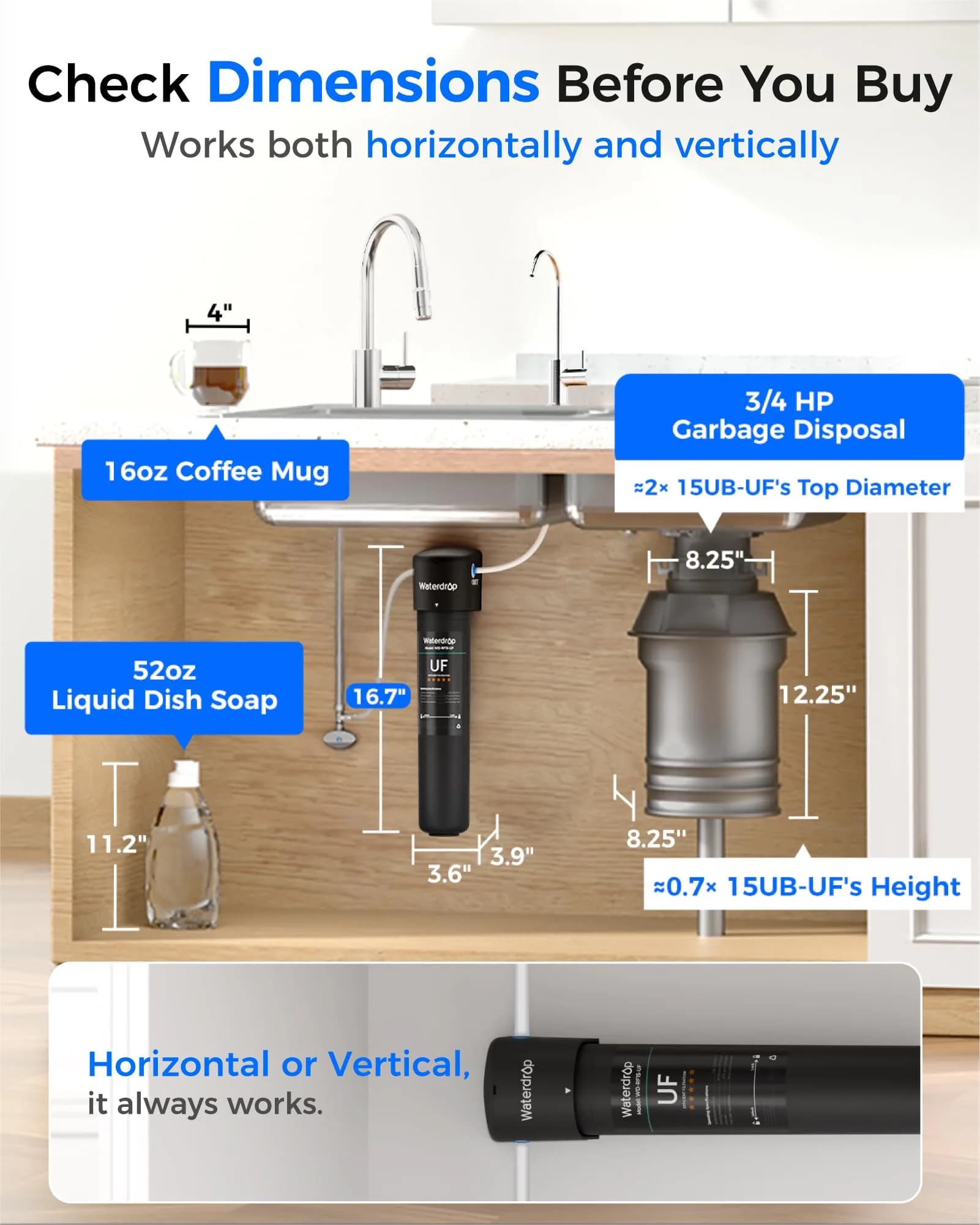 Waterdrop 15UB-UF Ultra Filtration Under Sink Water Filter System with Dedicated Faucet 19000 Gallons | Reduces Lead, Chlorine, Taste & Odor - view 5