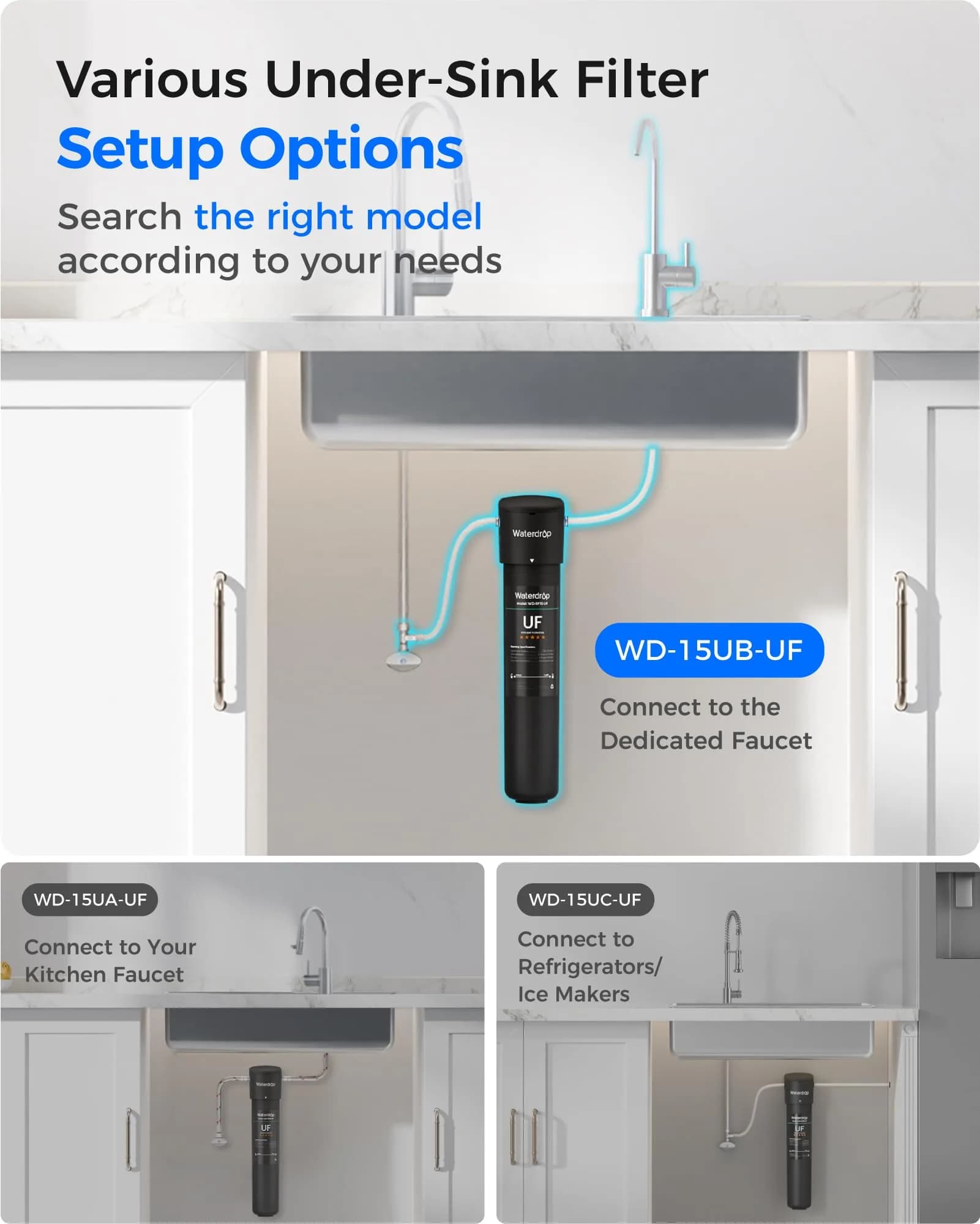 Waterdrop 15UB-UF Ultra Filtration Under Sink Water Filter System with Dedicated Faucet 19000 Gallons | Reduces Lead, Chlorine, Taste & Odor - view 6