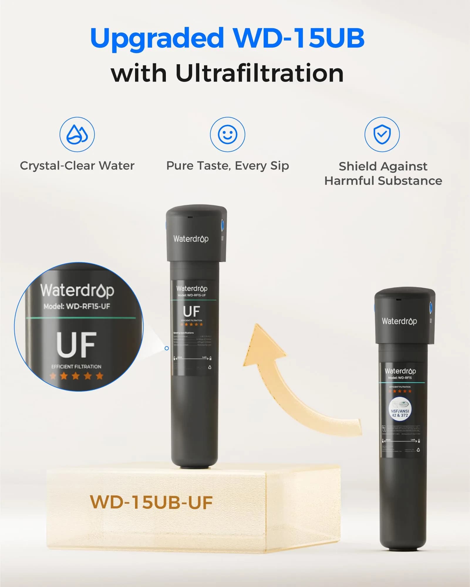 Waterdrop 15UB-UF Ultra Filtration Under Sink Water Filter System with Dedicated Faucet 19000 Gallons | Reduces Lead, Chlorine, Taste & Odor - view 3