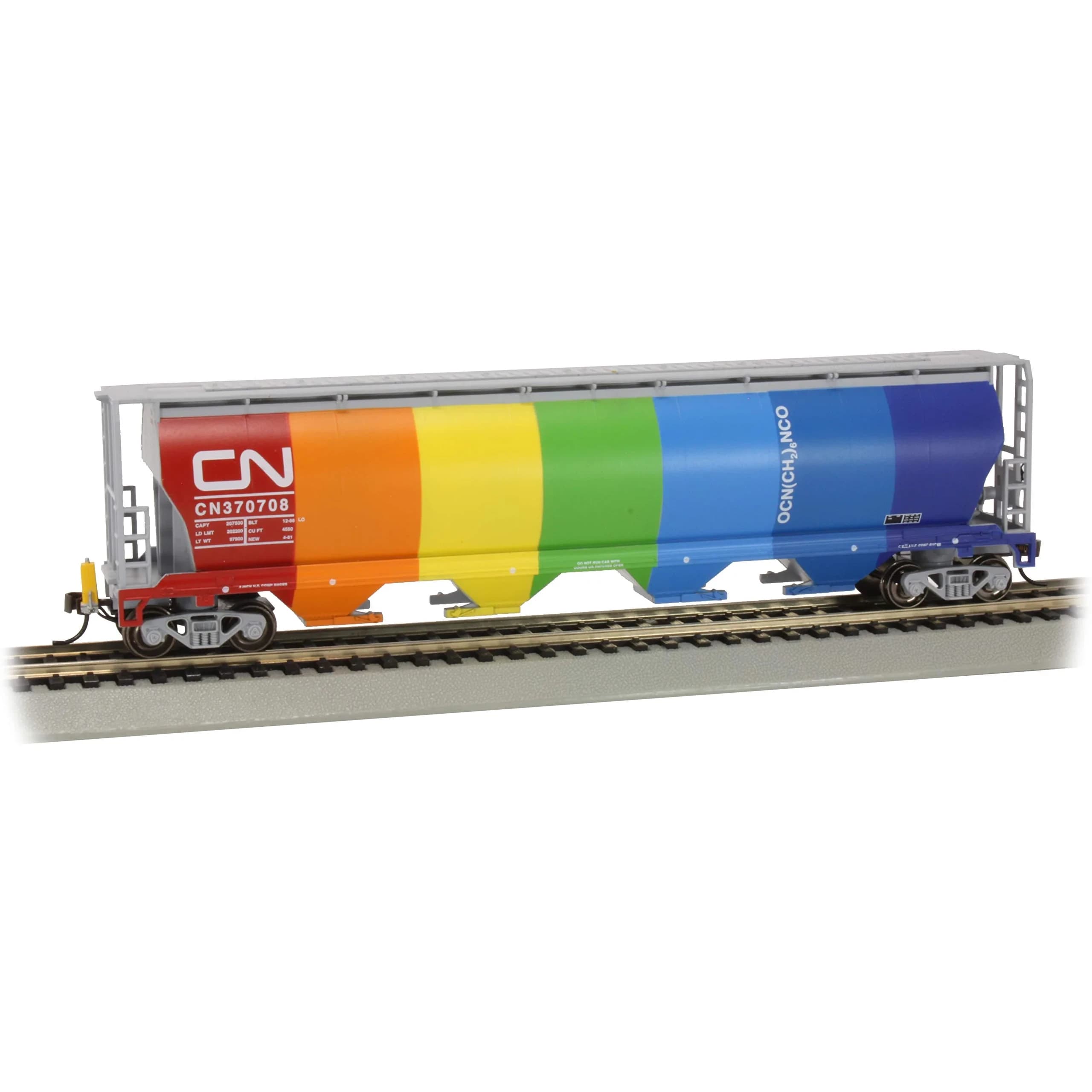 Bachmann Trains Canadian 4-Bay Cylindrical Grain Hopper with FRED Device CN Demonstrator HO Scale 1:87 (20.8 cm / 8.2 in) - main product image