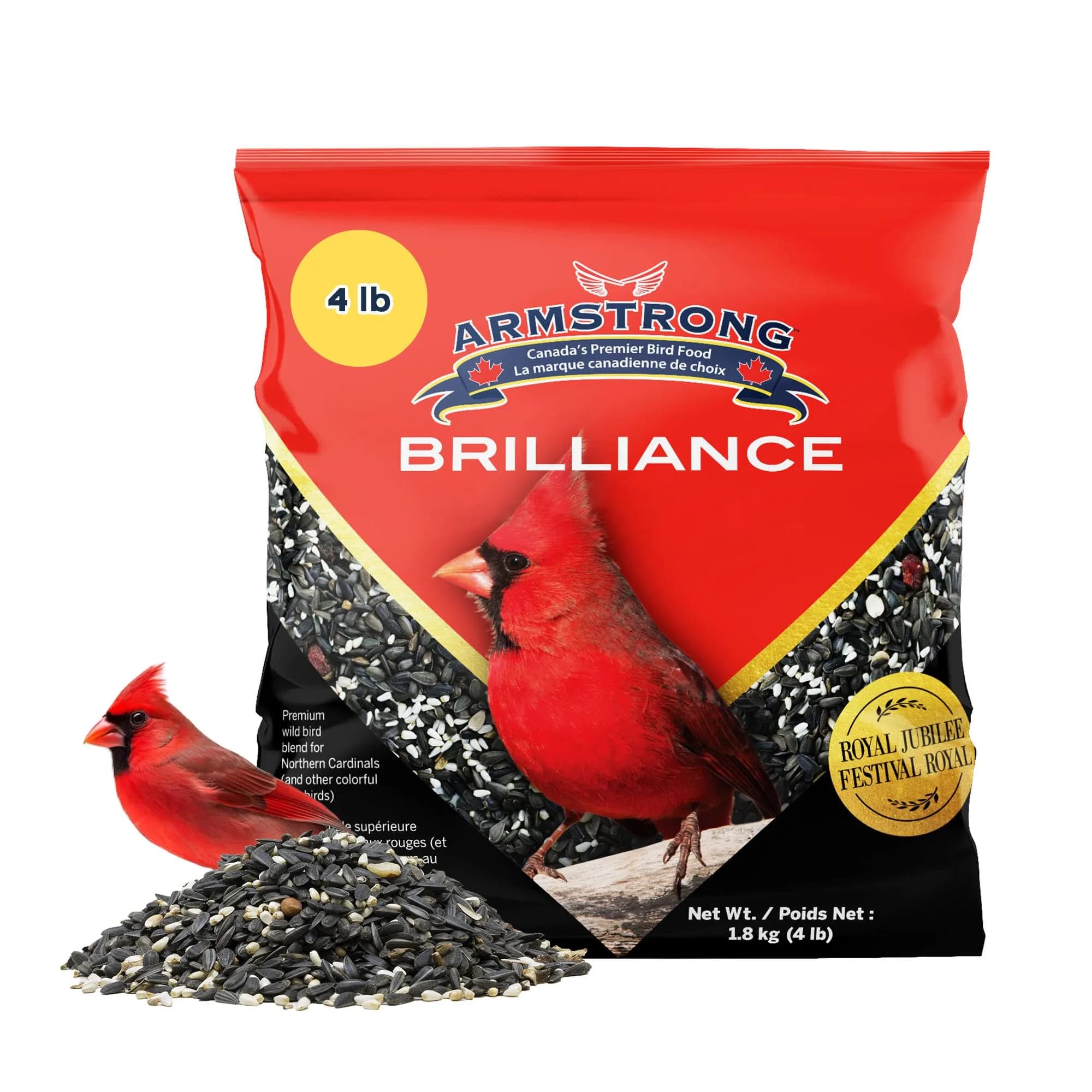 Armstrong Bird Food Royal Jubilee Brilliance Blend 4 lbs | Premium Wild Bird Seed for Northern Cardinals & Songbirds