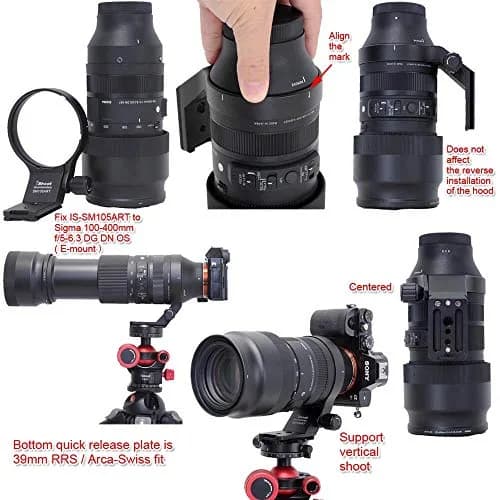 iShoot 82mm Metal Tripod Mount Ring Lens Collar for Sigma 105mm F1.4 DG HSM & 100-400mm DG DN OS | Arca-Swiss Fit thumbnail 6