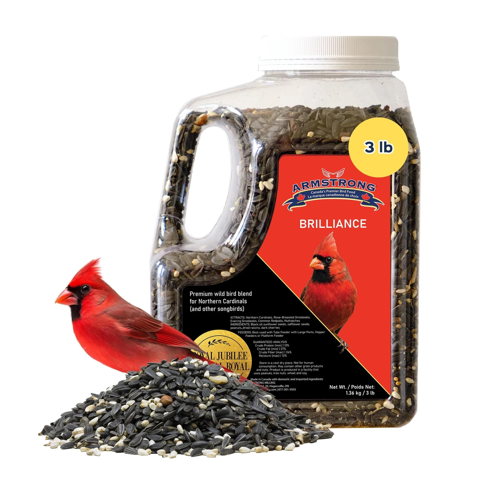 Armstrong Bird Food Royal Jubilee Brilliance Blend 4 lbs | Premium Wild Bird Seed for Northern Cardinals & Songbirds — 3lbs