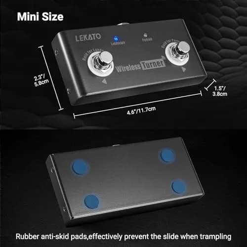 LEKATO Wireless Page Turner Pedal Bluetooth Foot Pedal for Tablets Phone | Support Android & IOS above v13.4 | External Pedal for Loop Control thumbnail 5