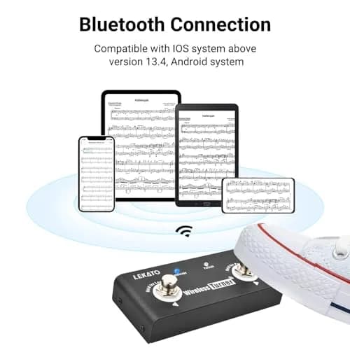 LEKATO Wireless Page Turner Pedal Bluetooth Foot Pedal for Tablets Phone | Support Android & IOS above v13.4 | External Pedal for Loop Control thumbnail 2
