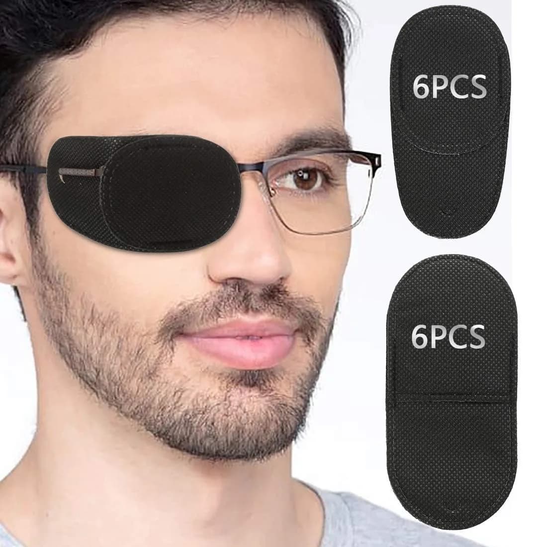 VEEJION Black 12PCS Eye Patches for Glasses | Treat Lazy Eye Amblyopia for Left or Right Eyes - main product image