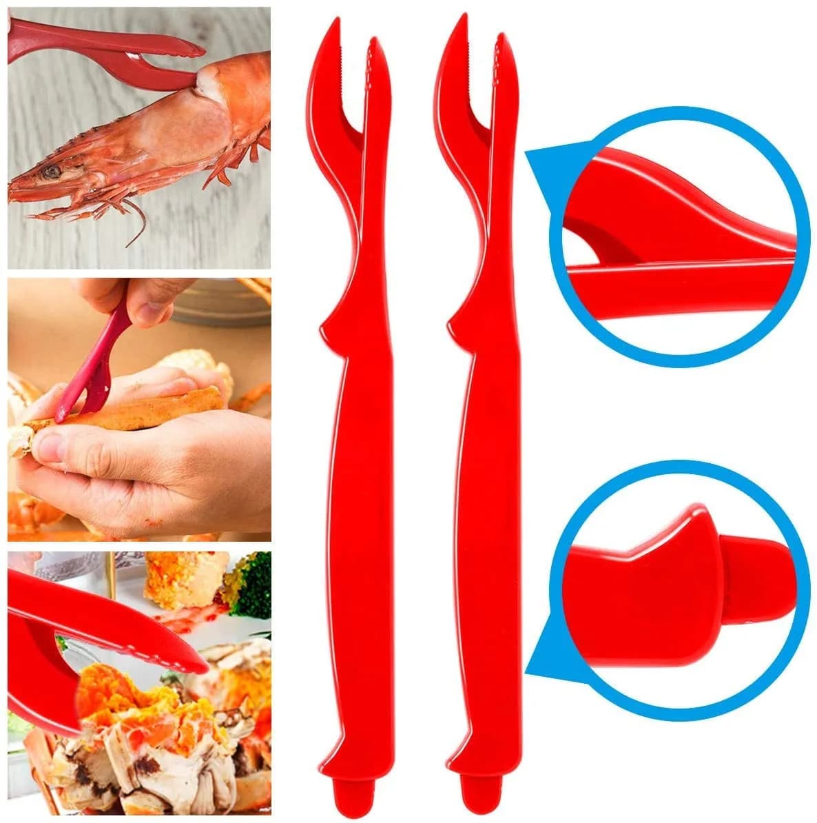 Ajmyonsp Red+Silver 8-Piece Seafood Cracker and Picks Set - Heavy Duty Stainless Steel Nut Cracker & Lobster Tool - view 4