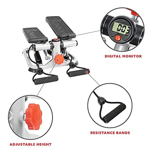 Sunny Health & Fitness Mini Stair Stepper w/Bands & Adjustable Step Height 16.2 lb (7.35 kg) thumbnail 3