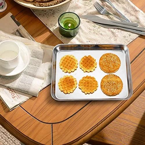 Wildone Stainless Steel Baking Sheet with Rack Set [2 Pans + 2 Racks] 22.86cm x 17.78cm x 2.54cm (9" x 7" x 1") | Heavy Duty Non-Toxic Bakeware thumbnail 6