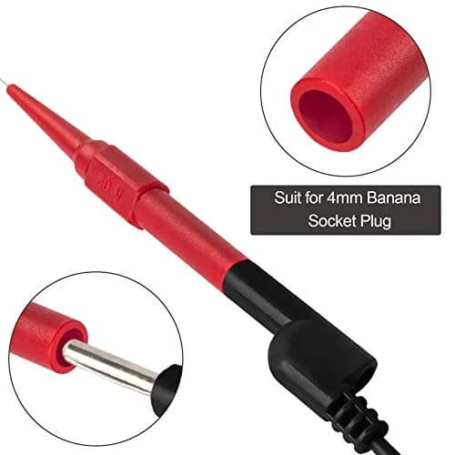 OIIKI 4Pcs 0.7mm Test Probe Pins with Banana Socket, 83mm Stainless Steel Back Probes | Insulation Piercing Needle Test Probes thumbnail 5