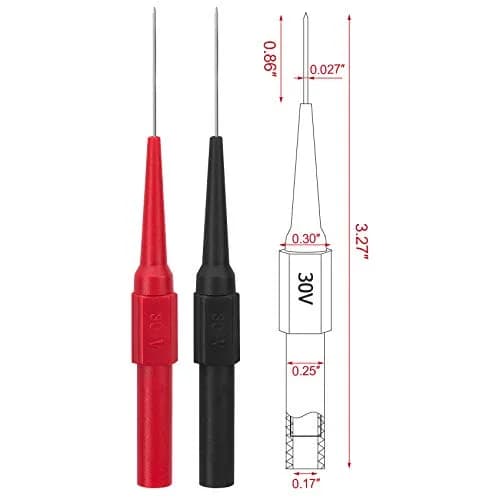 OIIKI 4Pcs 0.7mm Test Probe Pins with Banana Socket, 83mm Stainless Steel Back Probes | Insulation Piercing Needle Test Probes thumbnail 2
