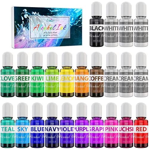 Limino Alcohol Ink Set 24 Colors (0.35oz/10ml Each) | Vibrant Alcohol Based Ink for Resin Art & Painting thumbnail 1