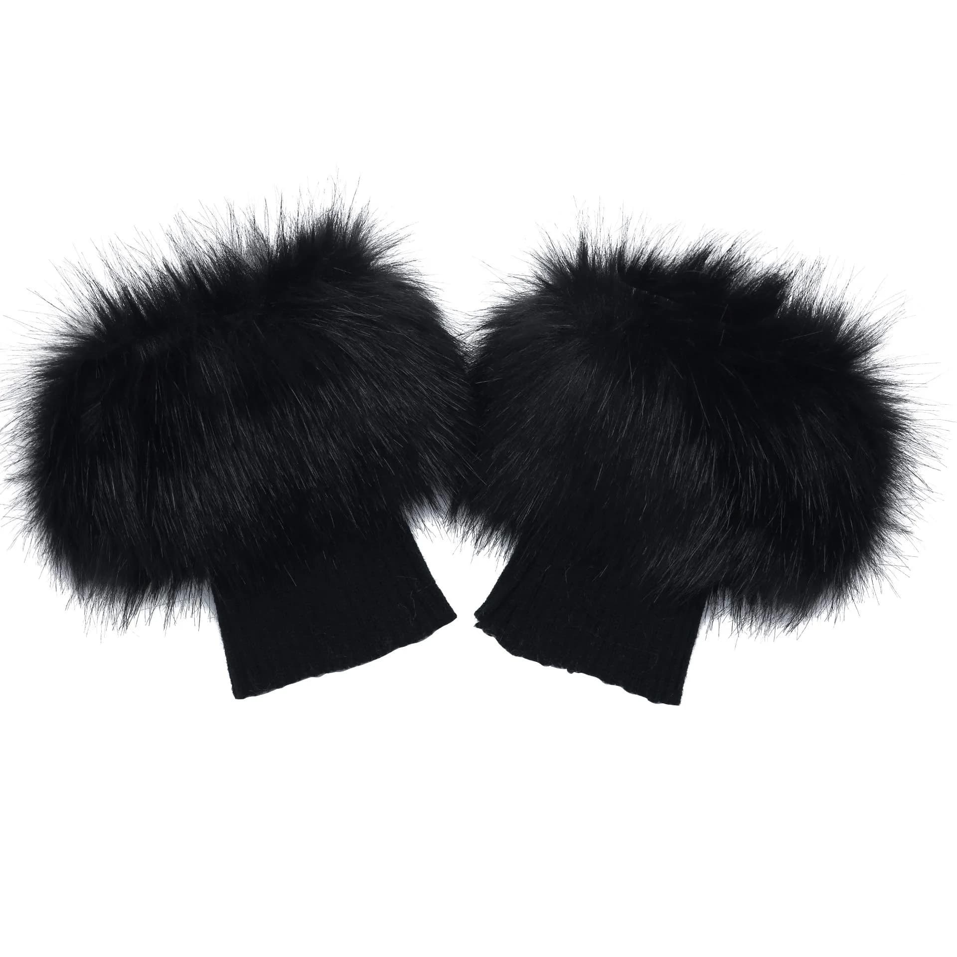 LA CARRIE Women's Faux Fur Plush Leg Warmers - Black | One Size (156 g) - main product image