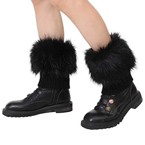 LA CARRIE Women's Faux Fur Plush Leg Warmers - Black | One Size (156 g) thumbnail 6