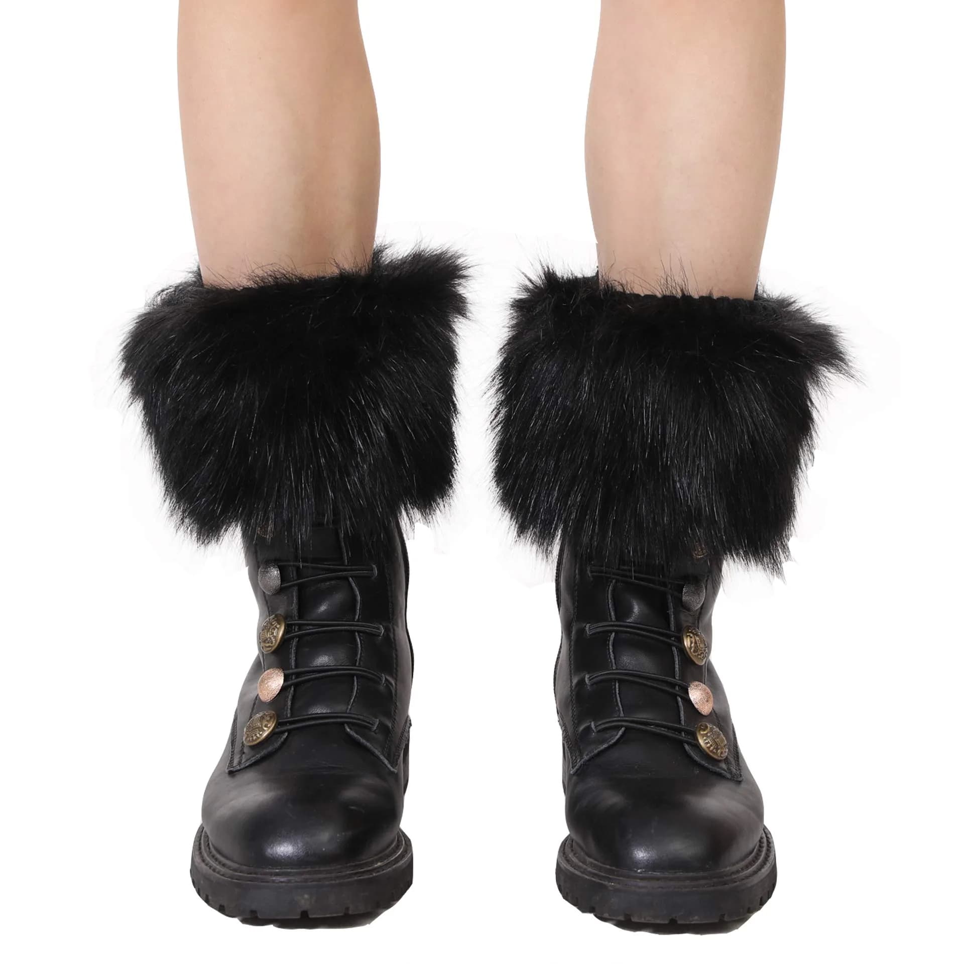 LA CARRIE Women's Faux Fur Plush Leg Warmers - Black | One Size (156 g) - view 2