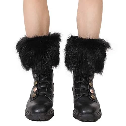 LA CARRIE Women's Faux Fur Plush Leg Warmers - Black | One Size (156 g) thumbnail 2