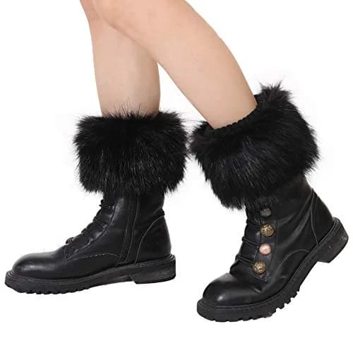 LA CARRIE Women's Faux Fur Plush Leg Warmers - Black | One Size (156 g) thumbnail 3