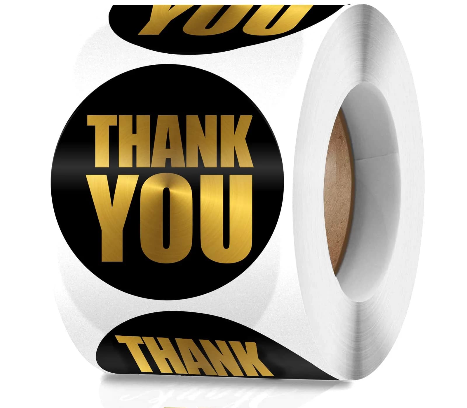 OIXXAF Black Thank You Stickers 2 Inch (50mm) | Gold Foil on Black, 500 Labels Per Roll — Gold on Black