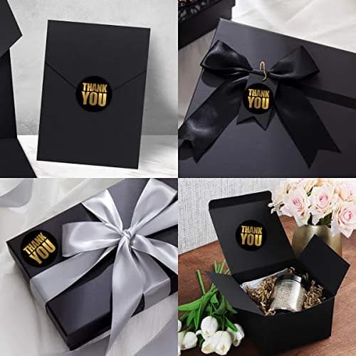 OIXXAF Black Thank You Stickers 2 Inch (50mm) | Gold Foil on Black, 500 Labels Per Roll thumbnail 4
