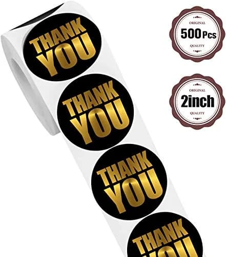 OIXXAF Black Thank You Stickers 2 Inch (50mm) | Gold Foil on Black, 500 Labels Per Roll thumbnail 6