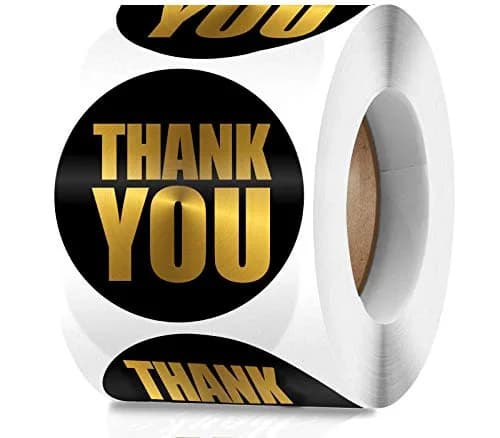 OIXXAF Black Thank You Stickers 2 Inch (50mm) | Gold Foil on Black, 500 Labels Per Roll thumbnail 1