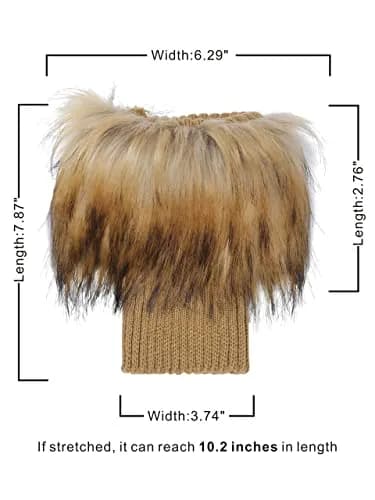 LA CARRIE Women's Faux Fur Plush Leg Warmers - Nature With Black Tips | One Size (7.87 inches Knit Length) thumbnail 4