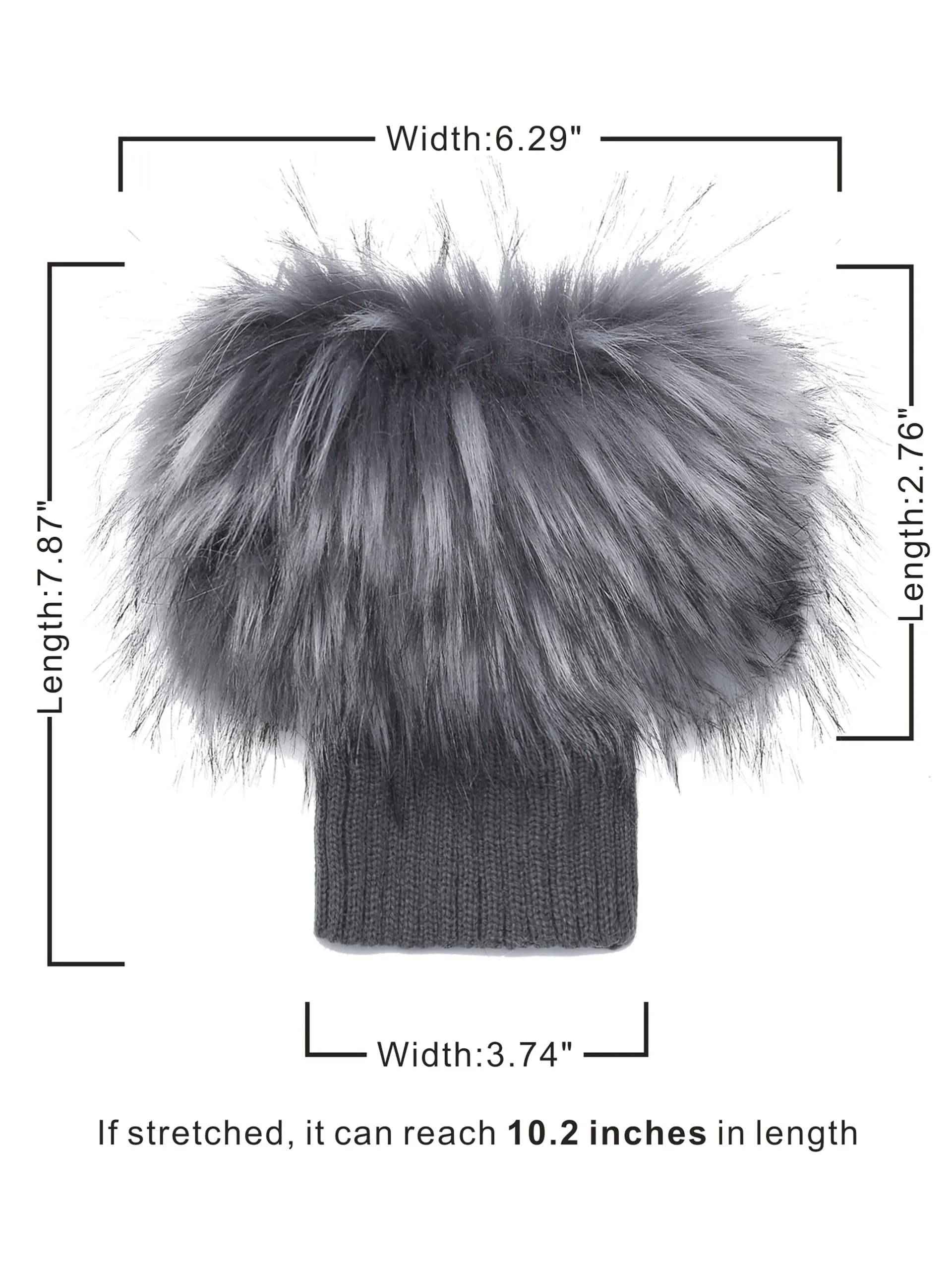 LA CARRIE Women's Faux Fur Plush Leg Warmers - Grey With Tips | One Size (15.9 cm loop, 19.8 cm knit) - view 4