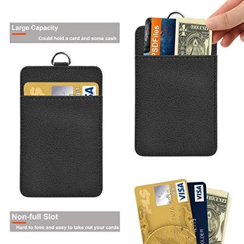 Life-Mate PU Leather ID Badge Holder with Clear ID Window & PU Leather Lanyard in Black | Durable, Stylish & Versatile thumbnail 4