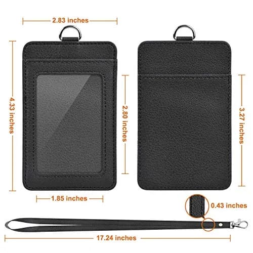 Life-Mate PU Leather ID Badge Holder with Clear ID Window & PU Leather Lanyard in Black | Durable, Stylish & Versatile thumbnail 5