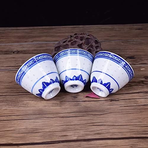 Woonsoon Bone China Tea Cup Set of 3 | 70 ml Traditional Blue-White Design thumbnail 6