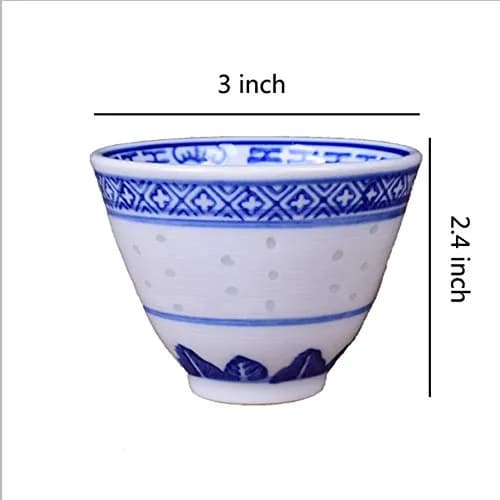 Woonsoon Bone China Tea Cup Set of 3 | 70 ml Traditional Blue-White Design thumbnail 7