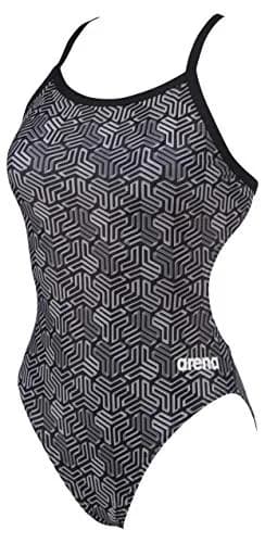 ARENA Kikko Womens Chlorine Resistant Athletic One Piece Swimsuit | Water Sports-Black thumbnail 4