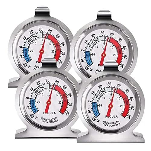 PECULA Classic Refrigerator Thermometer 4-Pack | Large Dial with Red Indicator for Freezers & Coolers thumbnail 1