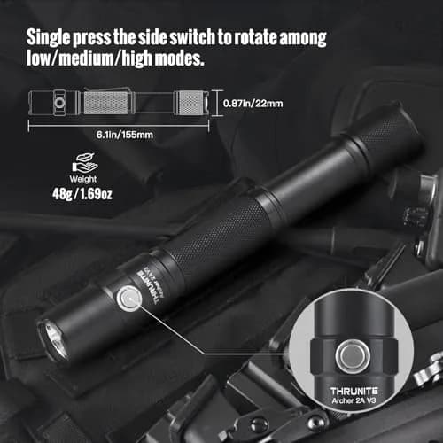 ThruNite Archer 2A V3 LED Flashlight, 155mm, 48g | 500 Lumens, Waterproof, AA Power thumbnail 8