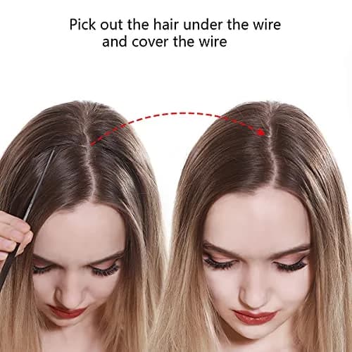 SARLA 22 Inch Invisible Wire Hair Extensions Light Auburn | Long Straight Synthetic Hairpiece for Women thumbnail 7