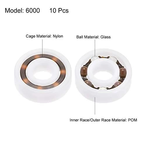 uxcell 6000 Plastic Bearings 10x26x8mm Glass Ball Nylon Cage | High-Speed, Self-Lubricating thumbnail 2