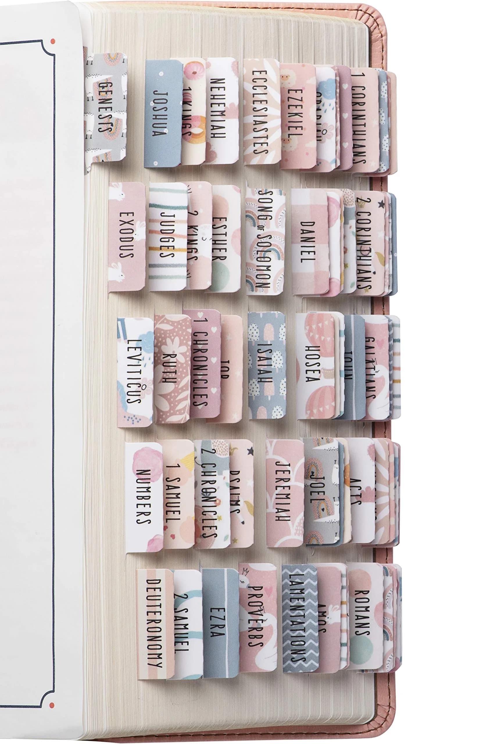 DiverseBee Laminated Bible Tabs for Girls, Kids & Women (Sweet) | Large Print, Durable, Easy Application — Sweet