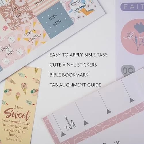 DiverseBee Laminated Bible Tabs for Girls, Kids & Women (Sweet) | Large Print, Durable, Easy Application thumbnail 2