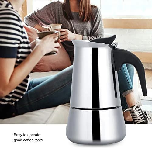 Agatige Moka Espresso Maker 200ml | Stainless Steel Coffee Pot for Stovetop thumbnail 2