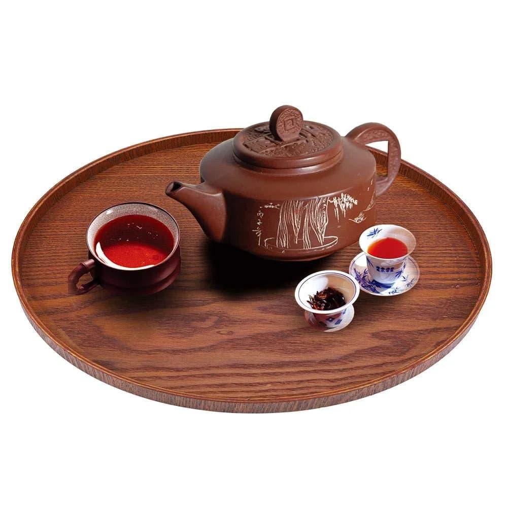 Agatige Round Wooden Serving Tray 21cm | Natural Wood Grain Decor for Home & Party — 21*21cm