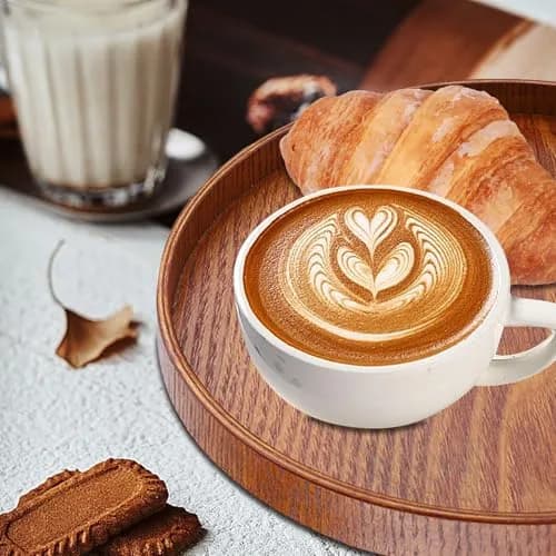 Agatige Round Wooden Serving Tray 21cm | Natural Wood Grain Decor for Home & Party thumbnail 6