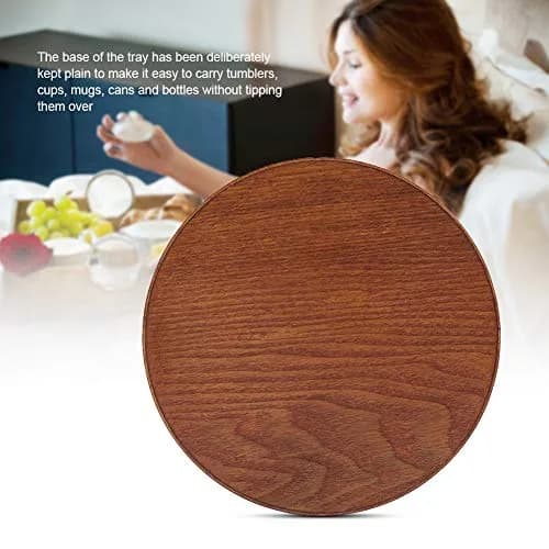 Agatige Round Wooden Serving Tray 21cm | Natural Wood Grain Decor for Home & Party thumbnail 7