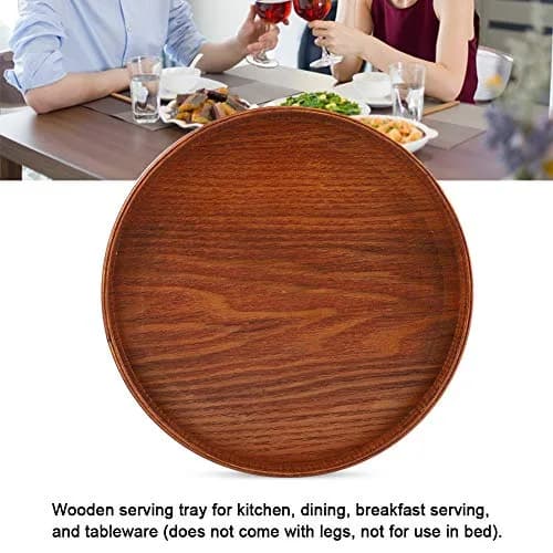 Agatige Round Wooden Serving Tray 21cm | Natural Wood Grain Decor for Home & Party thumbnail 8