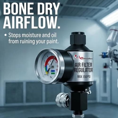LE LEMATEC AI303-R1 Paint Sprayer Regulator with Gauge & Water Separator | Professional Air Control for Flawless Finishes thumbnail 2